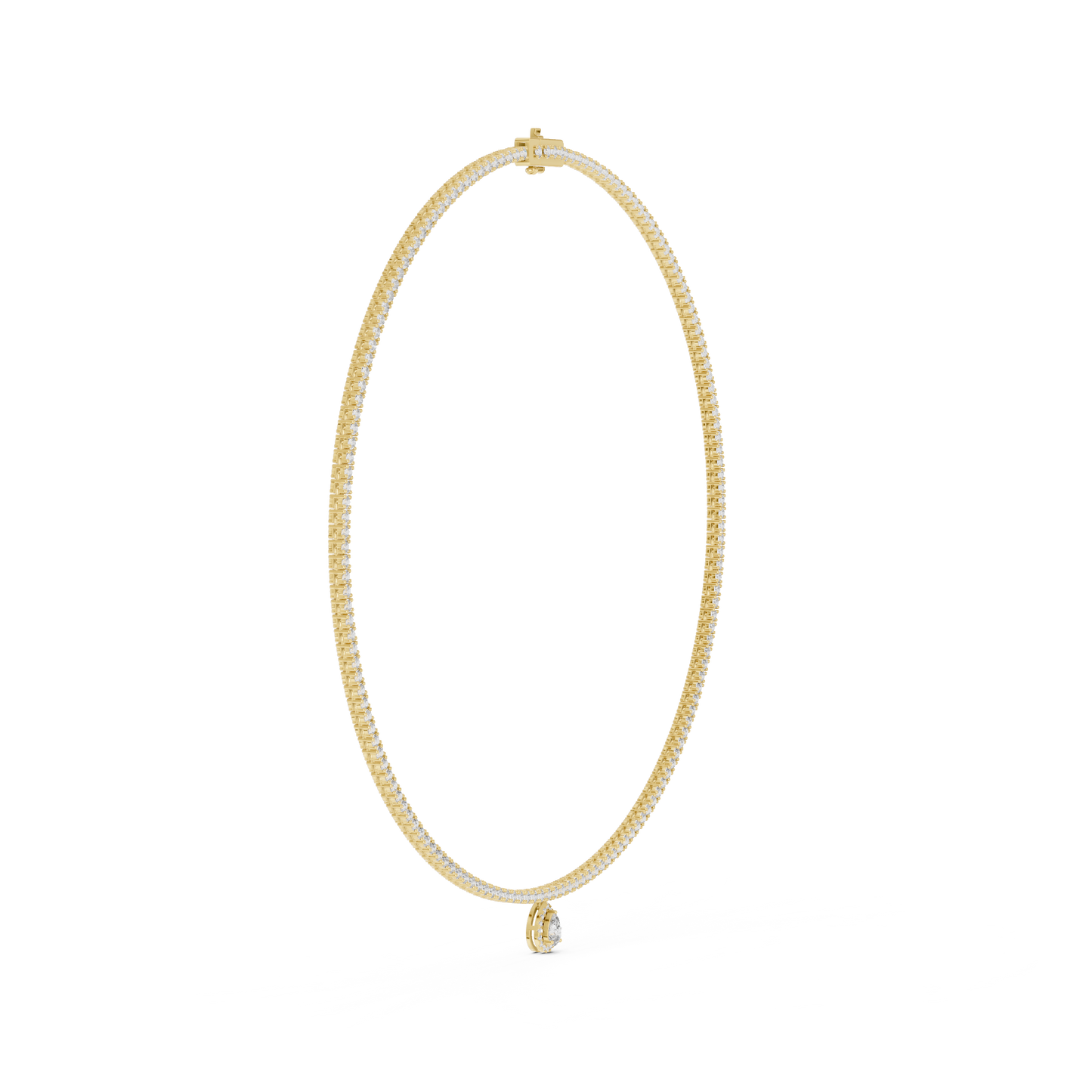 4.53 Ct Round & Pear Shape Lab Grown Diamond Solid vintage Women Necklace For Anniversary Gift