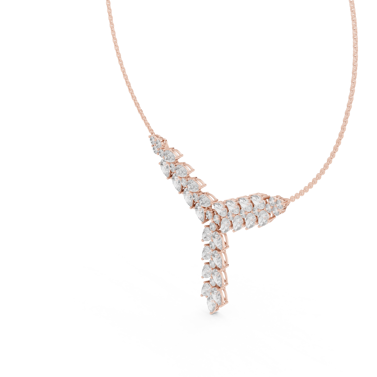 14.70 Ct 10k Solid White Gold Pear & Round Natural Diamond Graduation Necklace Fantastic Gift For her