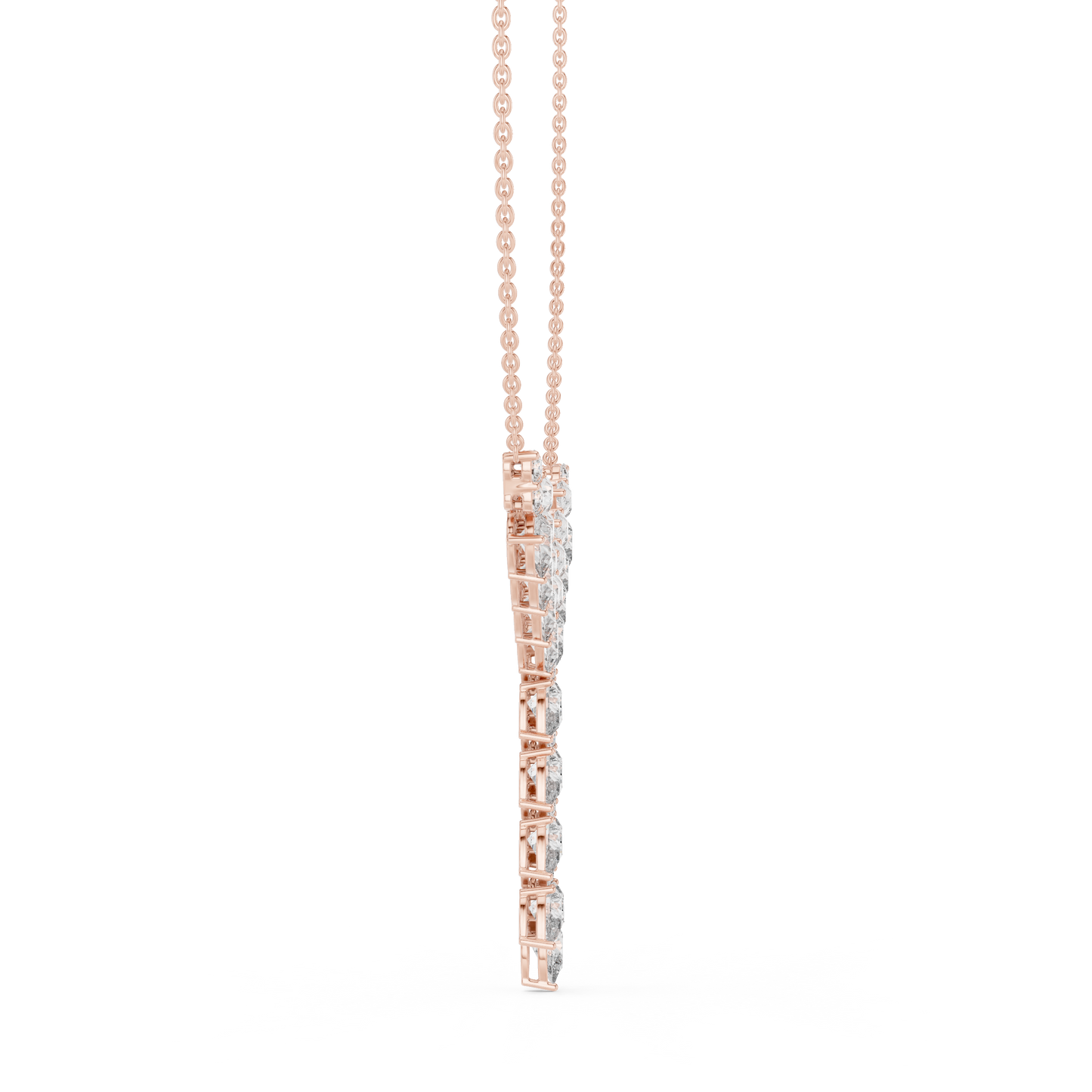 14.70 Ct 10k Solid White Gold Pear & Round Natural Diamond Graduation Necklace Fantastic Gift For her