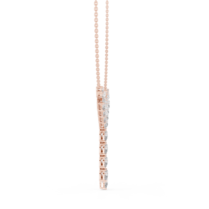 14.70 Ct 10k Solid White Gold Pear & Round Natural Diamond Graduation Necklace Fantastic Gift For her