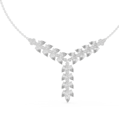 14.70 Ct 10k Solid White Gold Pear & Round Natural Diamond Graduation Necklace Fantastic Gift For her
