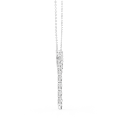 14.70 Ct 10k Solid White Gold Pear & Round Natural Diamond Graduation Necklace Fantastic Gift For her