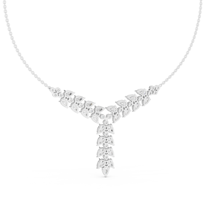 14.70 Ct 10k Solid White Gold Pear & Round Natural Diamond Graduation Necklace Fantastic Gift For her