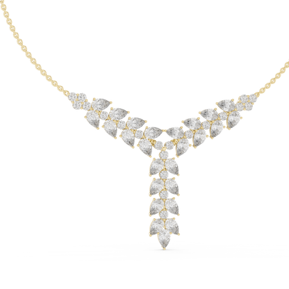14.70 Ct 10k Solid White Gold Pear & Round Natural Diamond Graduation Necklace Fantastic Gift For her