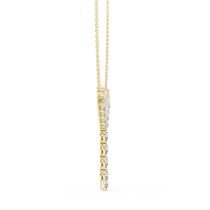 14.70 Ct 10k Solid White Gold Pear & Round Natural Diamond Graduation Necklace Fantastic Gift For her