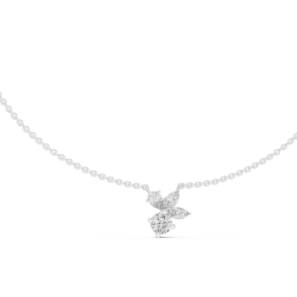 2.21 Carat Marquise ,Pear & Round Shape Lab Grown  Solitaire Vintage Four Stone Diamond Necklace For Party Wear Look