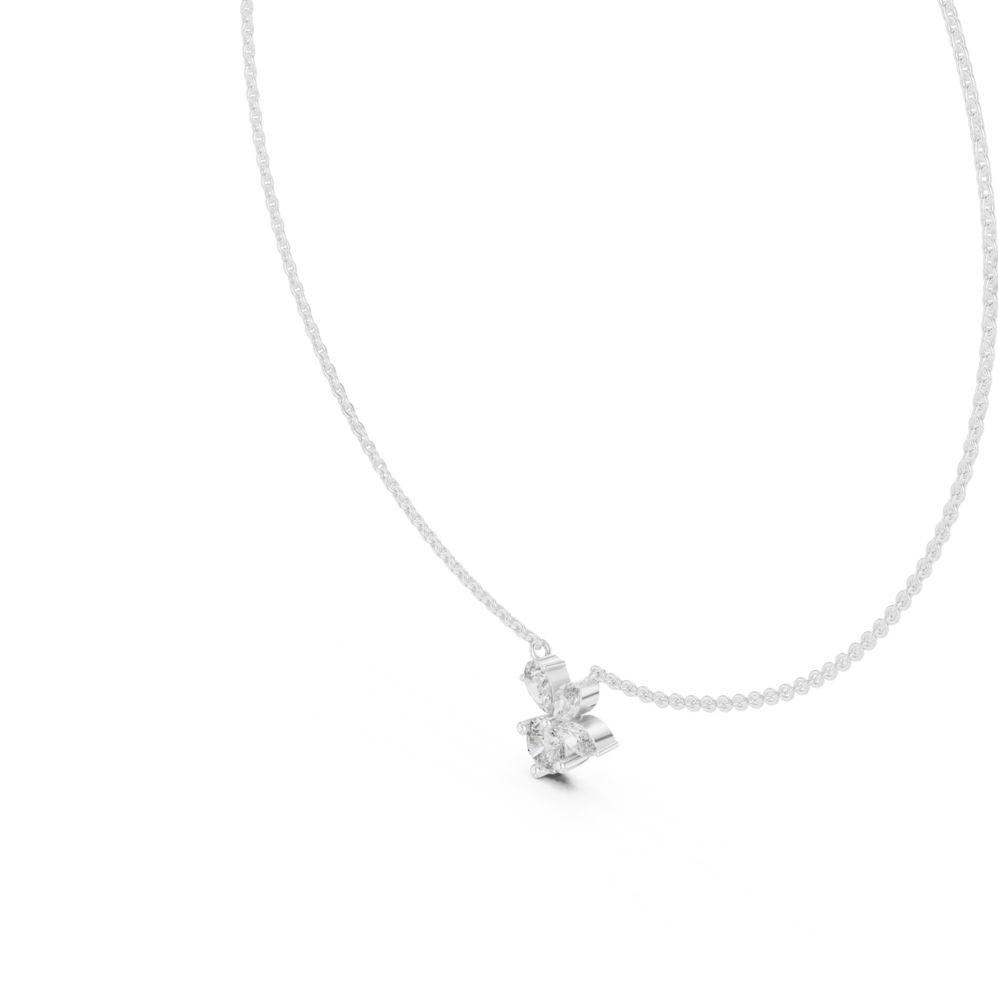 2.21 Carat Round Shape Lab Grown Diamond Solitaire Vintage Four Stone Diamond Necklace For Using Party Wear Look