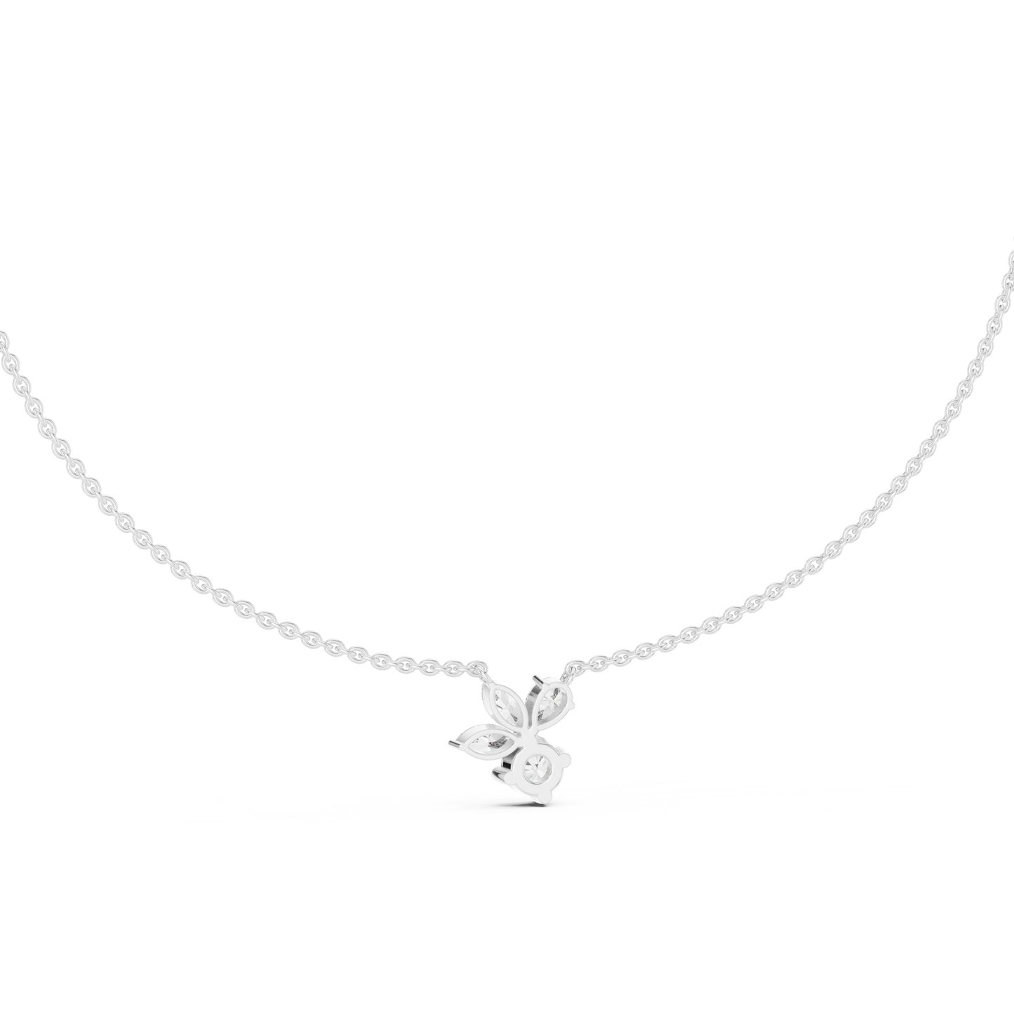2.21 Carat Round Shape Lab Grown Diamond Solitaire Vintage Four Stone Diamond Necklace For Using Party Wear Look