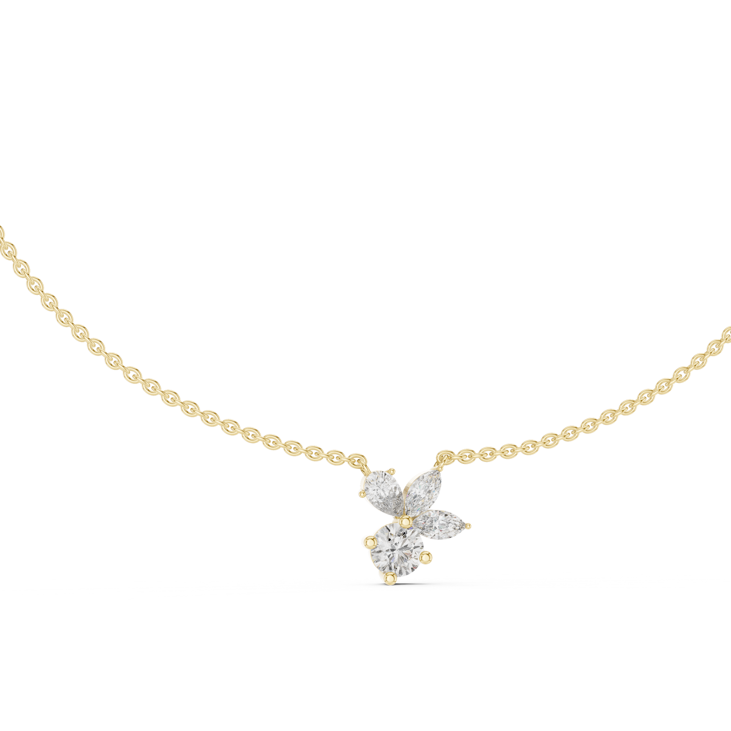 2.21 Carat Round Shape Lab Grown Diamond Solitaire Vintage Four Stone Diamond Necklace For Using Party Wear Look