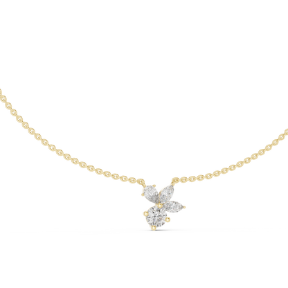 2.21 Carat Marquise ,Pear & Round Shape Lab Grown  Solitaire Vintage Four Stone Diamond Necklace For Party Wear Look