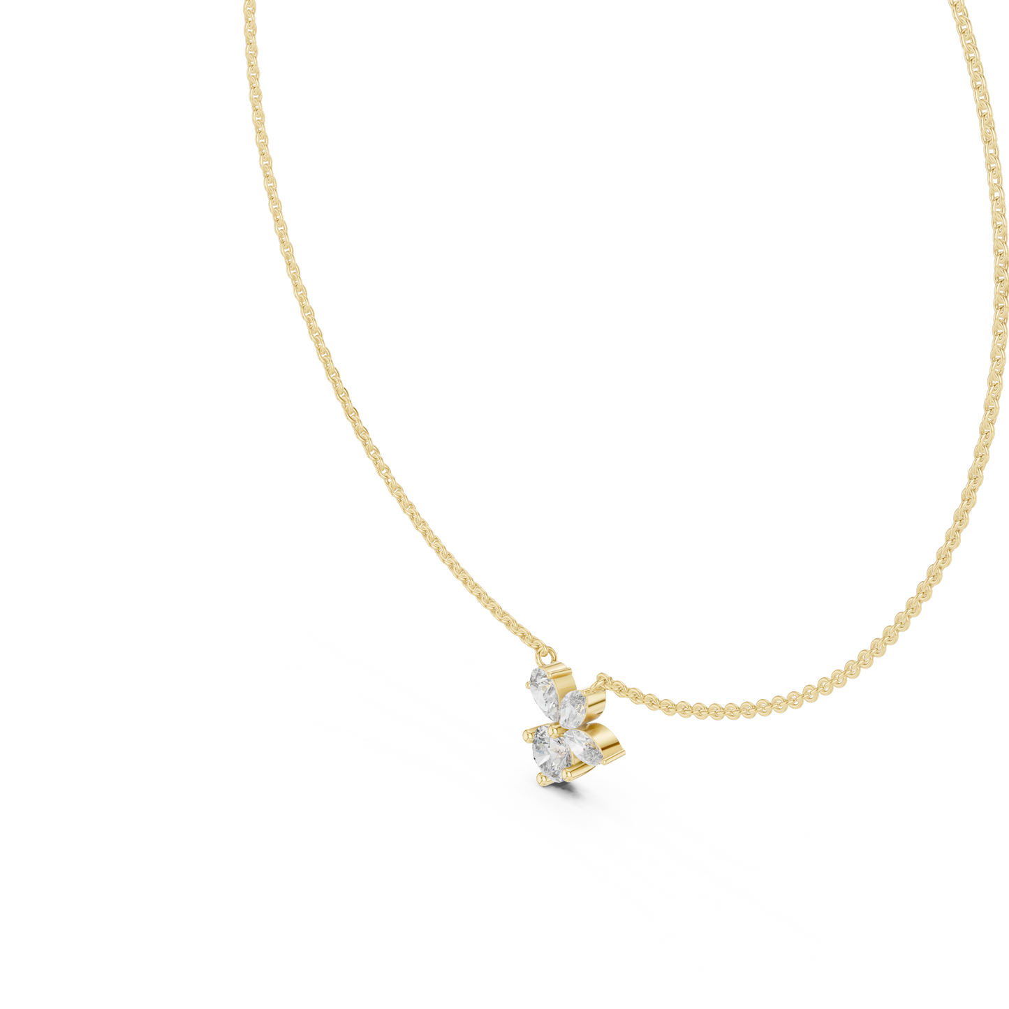 2.21 Carat Round Shape Lab Grown Diamond Solitaire Vintage Four Stone Diamond Necklace For Using Party Wear Look