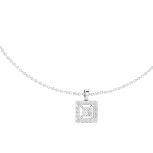 1.61 Carat Round & Princess  Shape Lab Grown Solitaire Diamond  Necklace For Wedding Wear