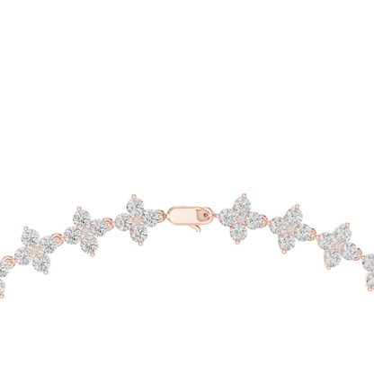 19.80 Ct 18K Solid Rose Gold Round Shape Natural & Lab Grown Tennis Diamond  Necklace Gift For Her