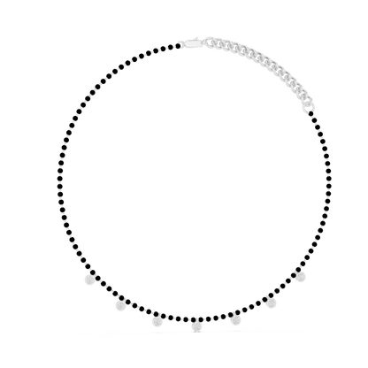 7 Stone 10k Solid White Gold Round Cut Lab Grown & Natural Diamond Graduation Necklace For Anniversary Gift