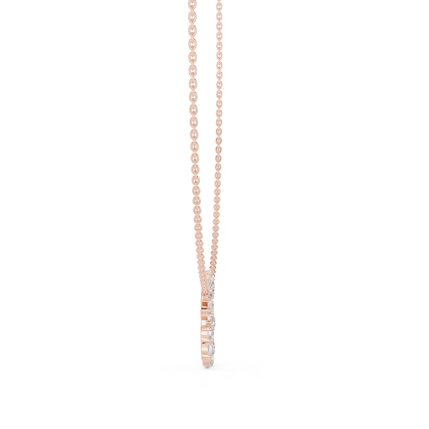 2.52 Ct All Shapes Round, Pear, Marquise, Emerald Lab Grown Diamond Round Style Wedding Wear 14k Solid Gold Necklace