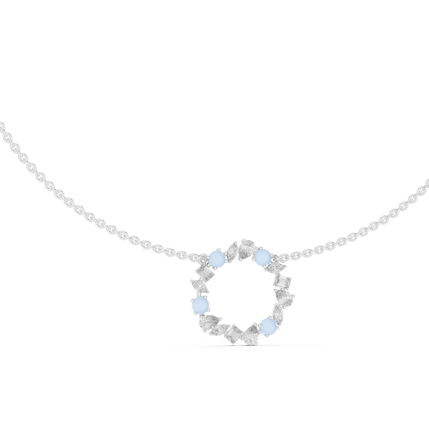 2.52 Ct All Shapes Round, Pear, Marquise, Emerald Lab Grown Diamond Round Style Wedding Wear 14k Solid Gold Necklace