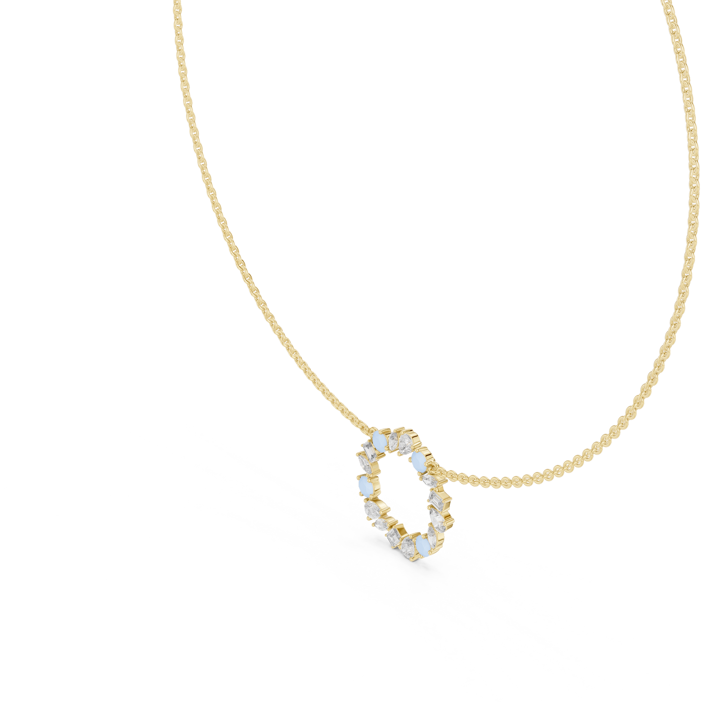 2.52 Ct All Shapes Round, Pear, Marquise, Emerald Lab Grown Diamond Round Style Wedding Wear 14k Solid Gold Necklace