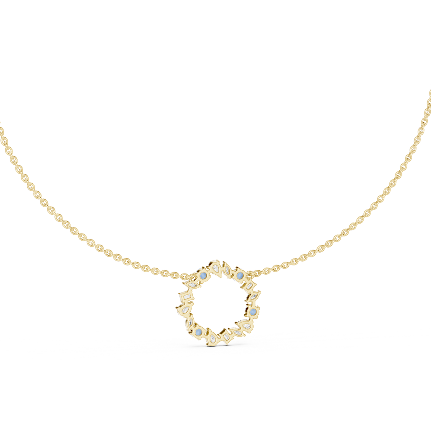 2.52 Ct All Shapes Round, Pear, Marquise, Emerald Lab Grown Diamond Round Style Wedding Wear 14k Solid Gold Necklace