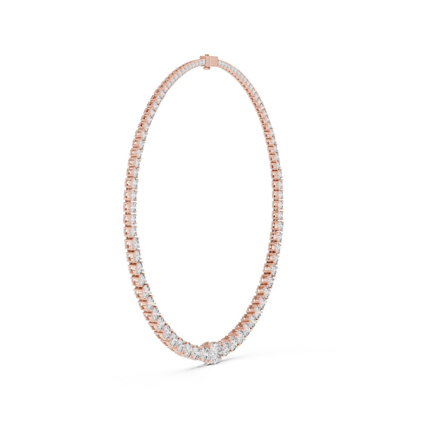 14k Solid Rose Gold Round & Oval Cut Lab Grown fantastic Vintage Diamond Necklace For Bridal Gift
