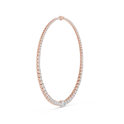 14k Solid Rose Gold Round & Oval Cut Lab Grown fantastic Vintage Diamond Necklace For Bridal Gift