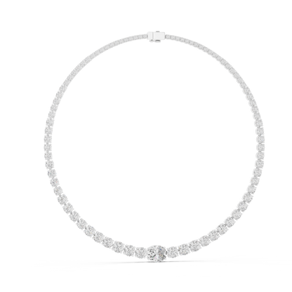 14k Solid Rose Gold Round & Oval Cut Lab Grown fantastic Vintage Diamond Necklace For Bridal Gift