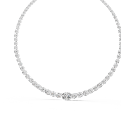 14k Solid Rose Gold Round & Oval Cut Lab Grown fantastic Vintage Diamond Necklace For Bridal Gift