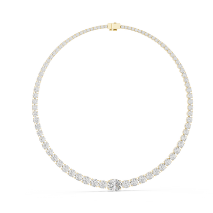 14k Solid Rose Gold Round & Oval Cut Lab Grown fantastic Vintage Diamond Necklace For Bridal Gift