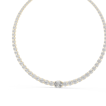 14k Solid Rose Gold Round & Oval Cut Lab Grown fantastic Vintage Diamond Necklace For Bridal Gift