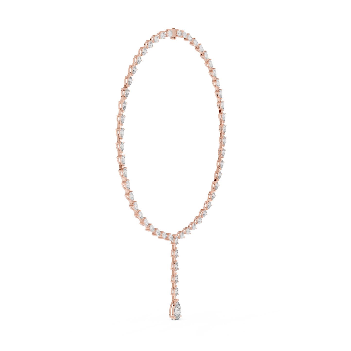 10k Solid White Gold Pear Shape Lab Grown Diamond With Tennis Classic Women Diamond Necklace