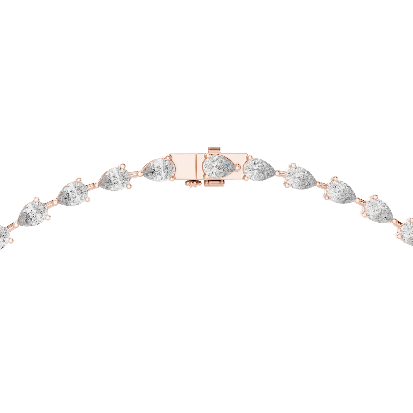 10k Solid White Gold Pear Shape Lab Grown Diamond With Tennis Classic Women Diamond Necklace