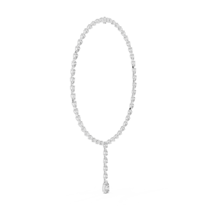 10k Solid White Gold Pear Shape Lab Grown Diamond Classic Tennis Necklace  Women