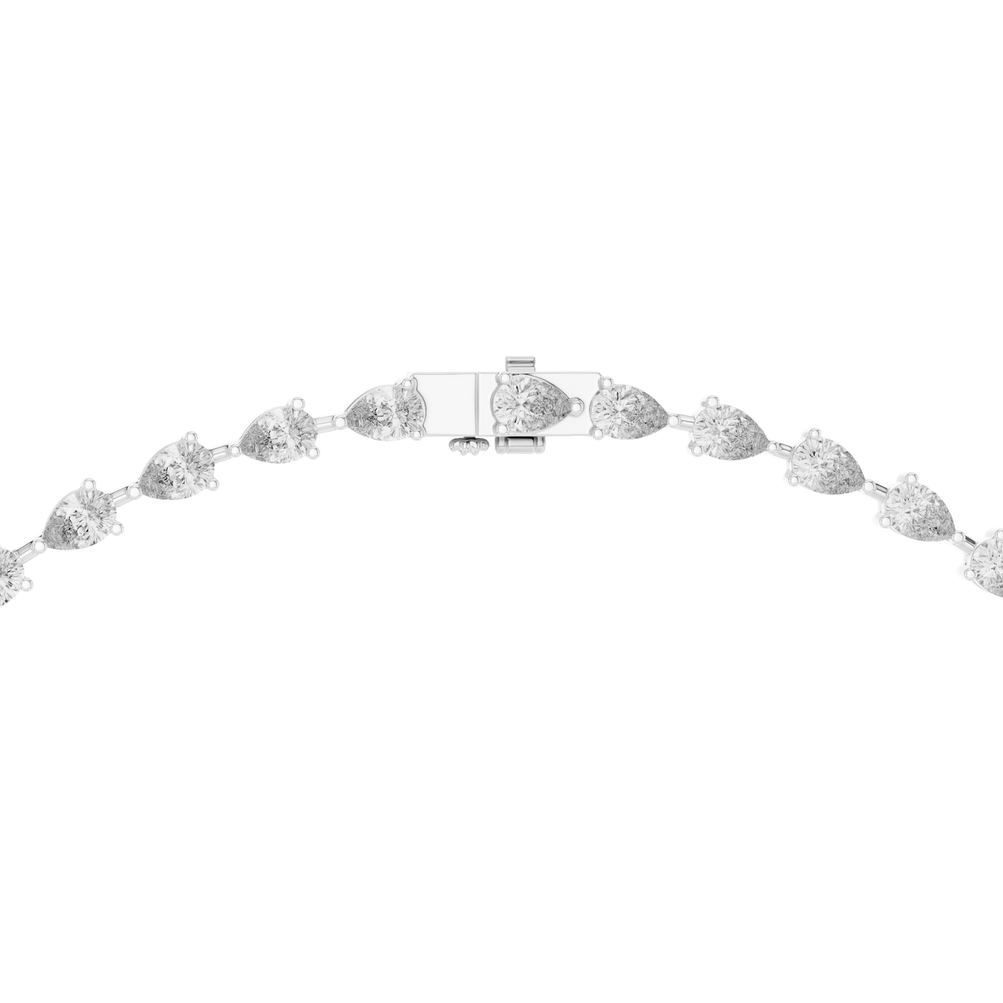 10k Solid White Gold Pear Shape Lab Grown Diamond With Tennis Classic Women Diamond Necklace
