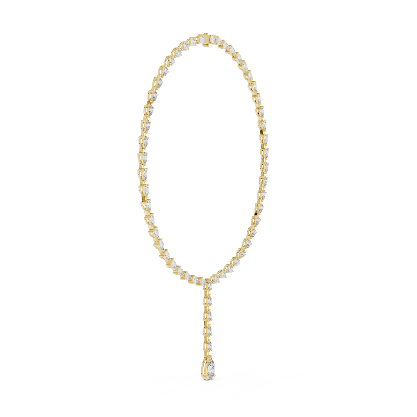 10k Solid White Gold Pear Shape Lab Grown Diamond With Tennis Classic Women Diamond Necklace