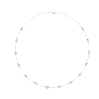 3.15 Ct Emerald & Marquise Cut Lab Grown Diamond Daily Wear Women Diamond Necklace