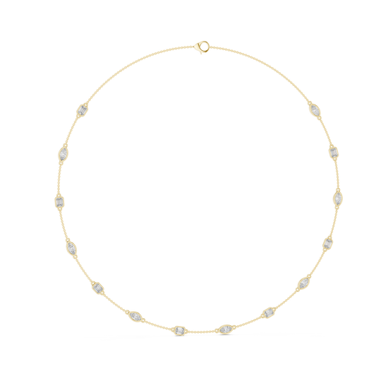 3.15 Ct Emerald & Marquise Cut Lab Grown Diamond Daily Wear Women Diamond Necklace