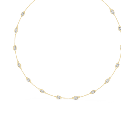 3.15 Ct Emerald & Marquise Cut Lab Grown Diamond Daily Wear Women Diamond Necklace