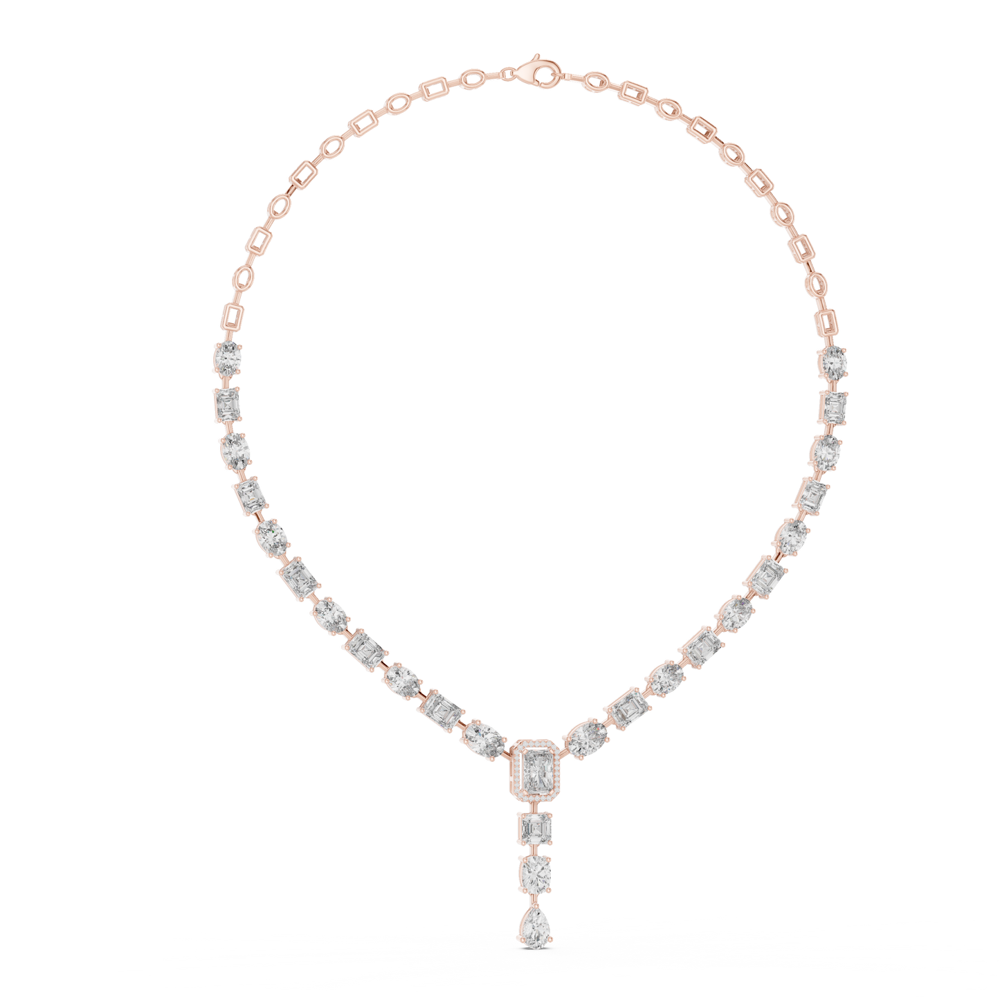 Round, Oval, Emerald At All Shapes Lab grown Diamond 14k Solid Gold Antic Look Diamond Necklace for Her