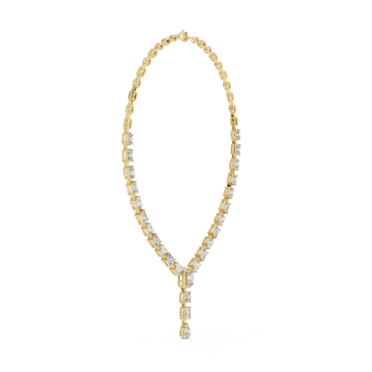 Round, Oval, Emerald At All Shapes Lab grown Diamond 14k Solid Gold Antic Look Diamond Necklace for Her