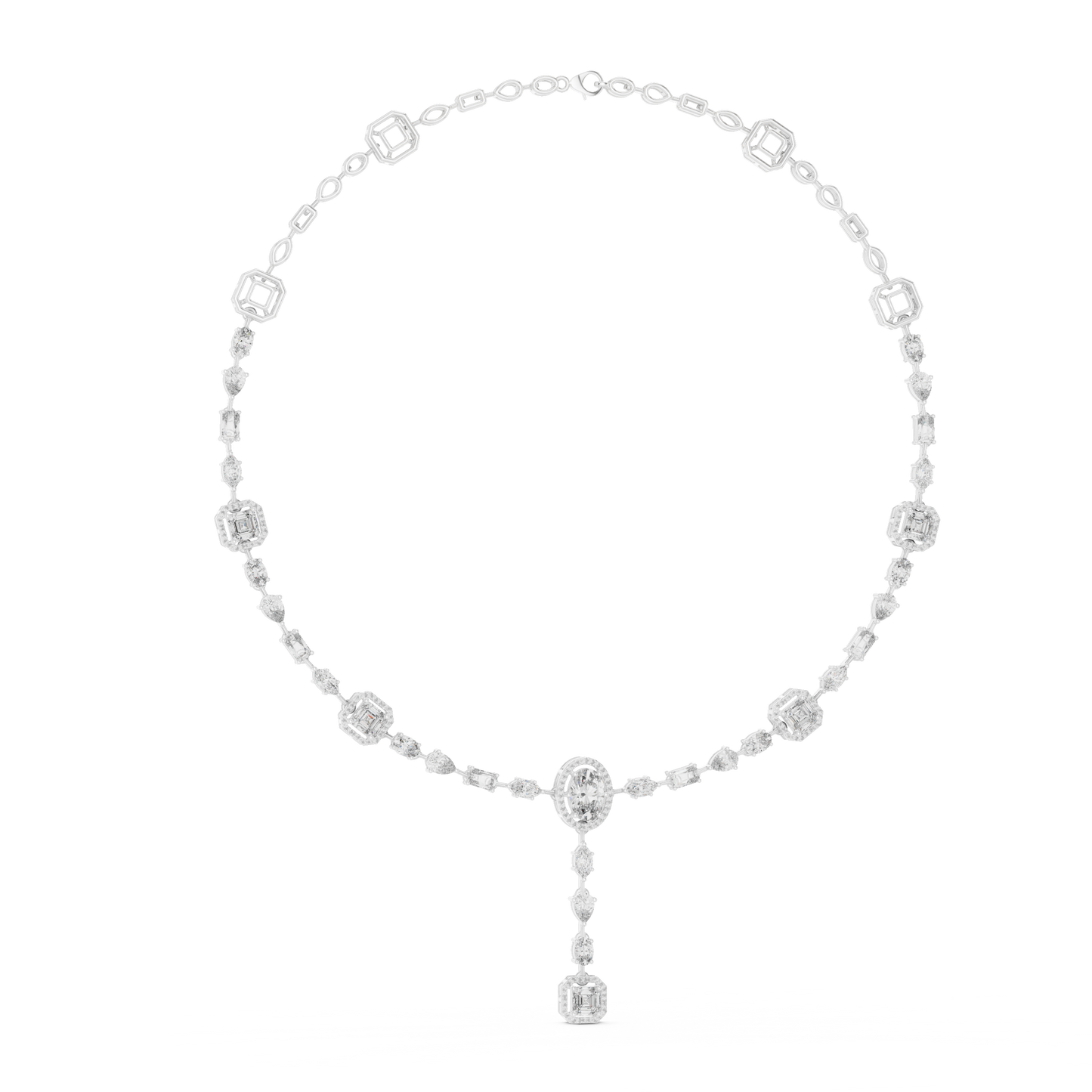 10k Solid Gold White Gold All Shapes Lab Grown Diamond Daily Wear Diamond Necklace For You