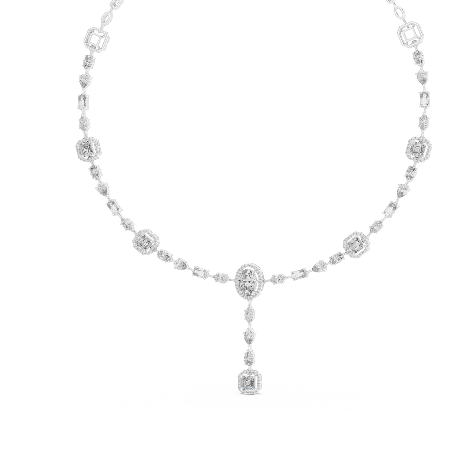 10k Solid Gold White Gold All Shapes Lab Grown Diamond Daily Wear Diamond Necklace For You