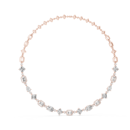 Round, Pear, Emerald,  Shapes Lab Grown Diamond 18k Solid Gold Vintage Classic Diamond Necklace