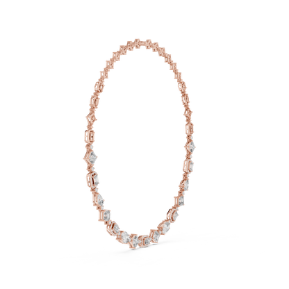 Round, Pear, Emerald,  Shapes Lab Grown Diamond 18k Solid Gold Vintage Classic Diamond Necklace