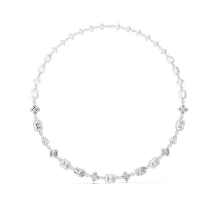 Round, Pear, Emerald,  Shapes Lab Grown Diamond 18k Solid Gold Vintage Classic Diamond Necklace