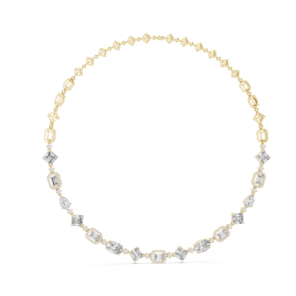 Round, Pear, Emerald,  Shapes Lab Grown Diamond 18k Solid Gold Vintage Classic Diamond Necklace