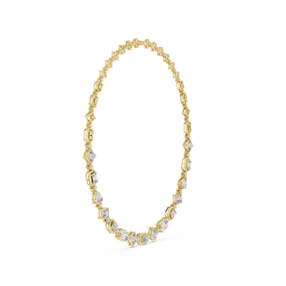 Round, Pear, Emerald,  Shapes Lab Grown Diamond 18k Solid Gold Vintage Classic Diamond Necklace