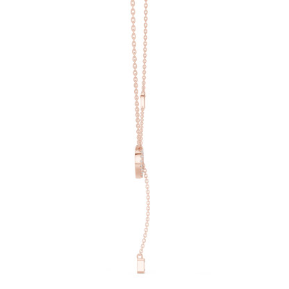 14k Solid Gold Heart Shapes Round & Emerald Cut Natural & Lab Grown Diamond Necklace For Birthday