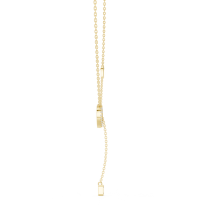 14k Solid Gold Heart Shapes Round & Emerald Cut Natural & Lab Grown Diamond Necklace For Birthday