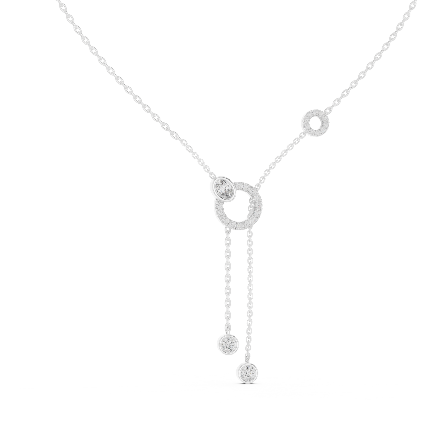 Round And Oval Shape Lab Grown & Natural Diamond 14k Solid Rose Gold Party Wear Women Diamond Necklace