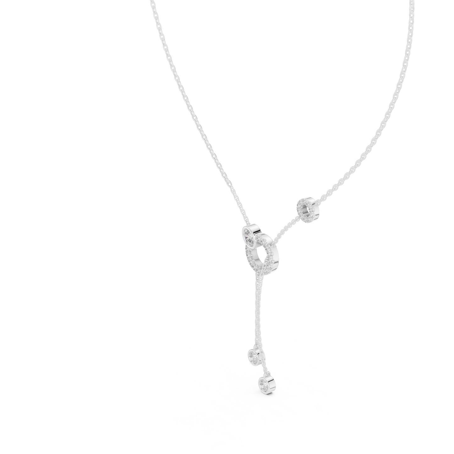 Round And Oval Shape Lab Grown & Natural Diamond 14k Solid Rose Gold Party Wear Women Diamond Necklace