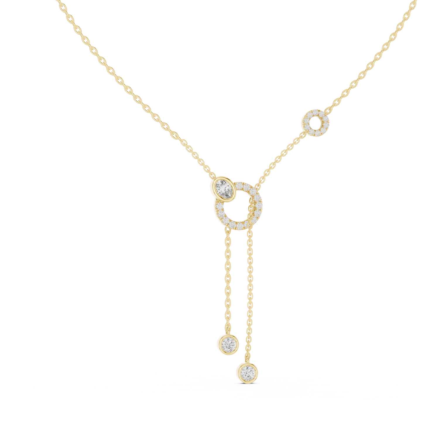 Round And Oval Shape Lab Grown & Natural Diamond 14k Solid Rose Gold Party Wear Women Diamond Necklace